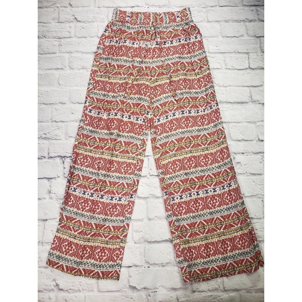 Denim-licious Women’s Multicolored Palazzo Pants Boho Chic Size Medium